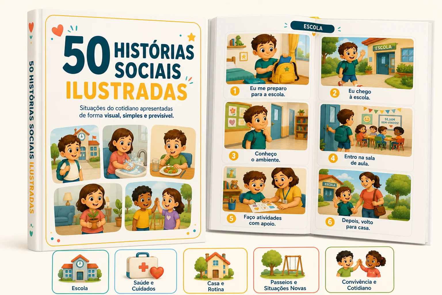 Capa do produto 50 Histórias Sociais Ilustradas.